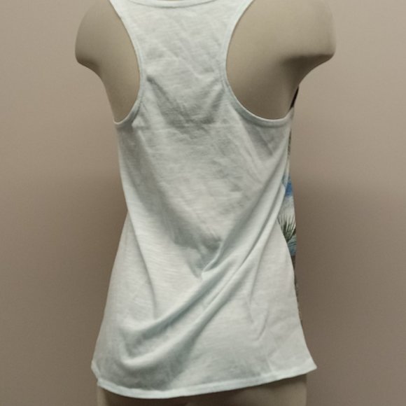 Bear Dance cat beach island print racerback blue tank sz M see desc - Picture 3 of 4